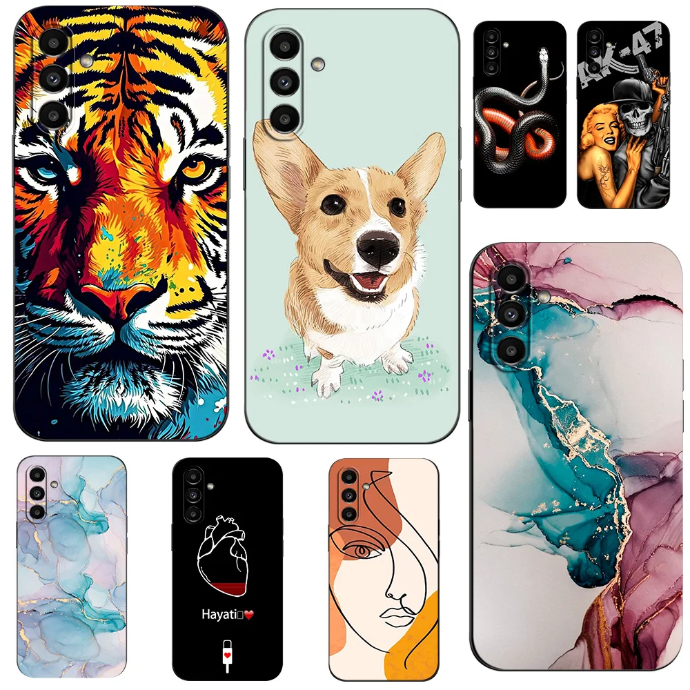 Per Samsung Galaxy A04S Custodia Per Telefono Cover Posteriore Morbida Custodia Protettiva In Silicone Nero Tpu Per Auto Tiger Girl Dog