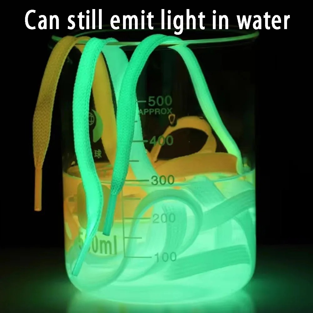 1Pair luminous shoelaces flat suitable for all shoes fluorescent reflective waterproof elastic