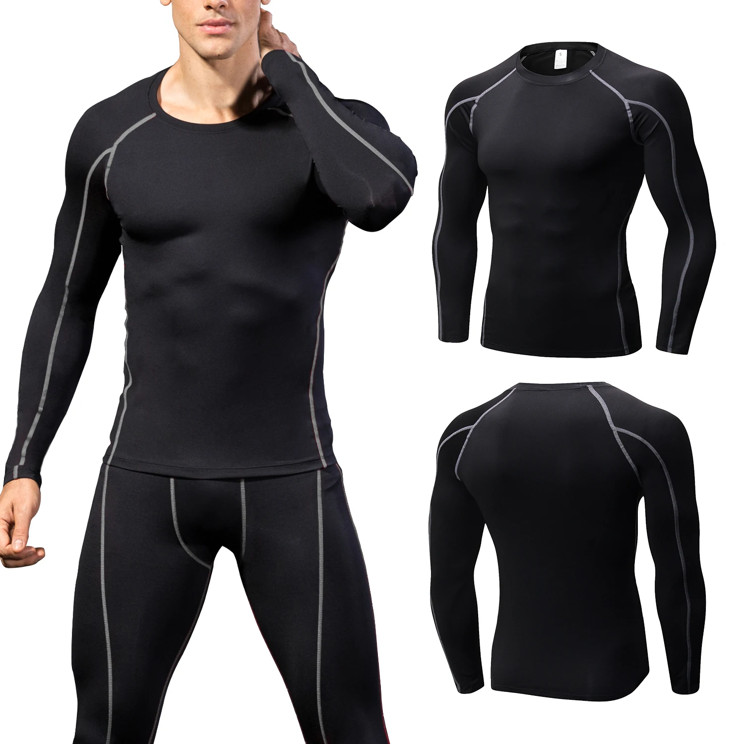 New Quick Dry Running Compression Shirt Men Fitness Long Sleeves Running Men Gym Shirt Tight Men Bodybuilding Sport T-shirt