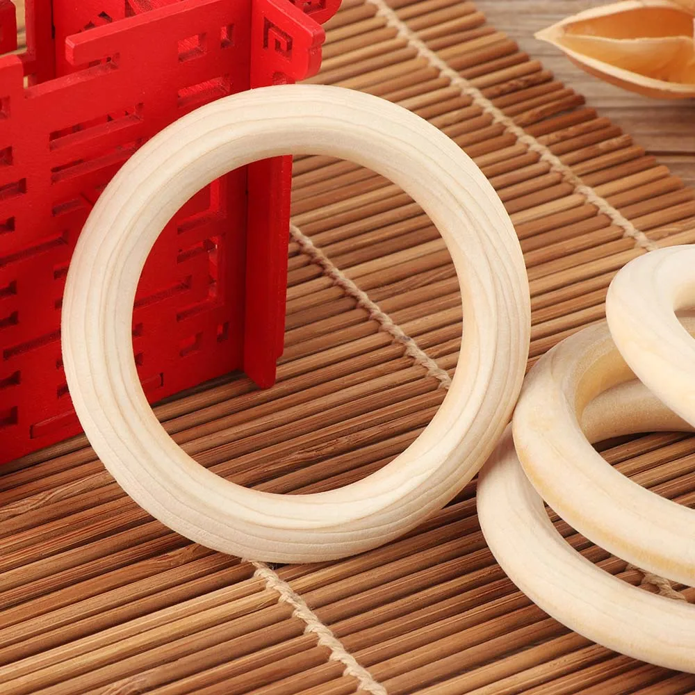 

5pcs 70mm Kids Toys Beech Wooden Kids Teething Rings Kids Teethers Kids Accessories For Kids Necklace Bracelet Making DIY Craft
