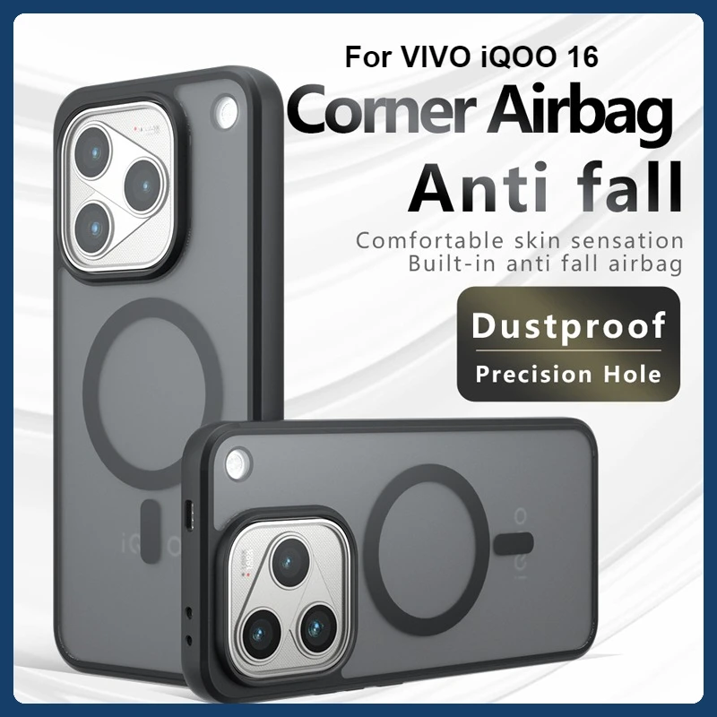 Shockproof Magnetic Matte Phone Case with Anti-Fingerprint Translucent Back Cover