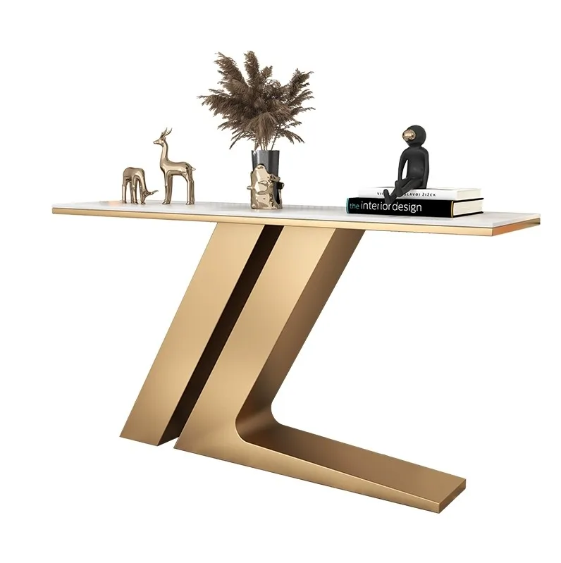 

Console Light Luxury Console Tables Stone Plate Super Narrow a Long Narrow Table Wall-Mounted Entrance Cabinet Side View Sets