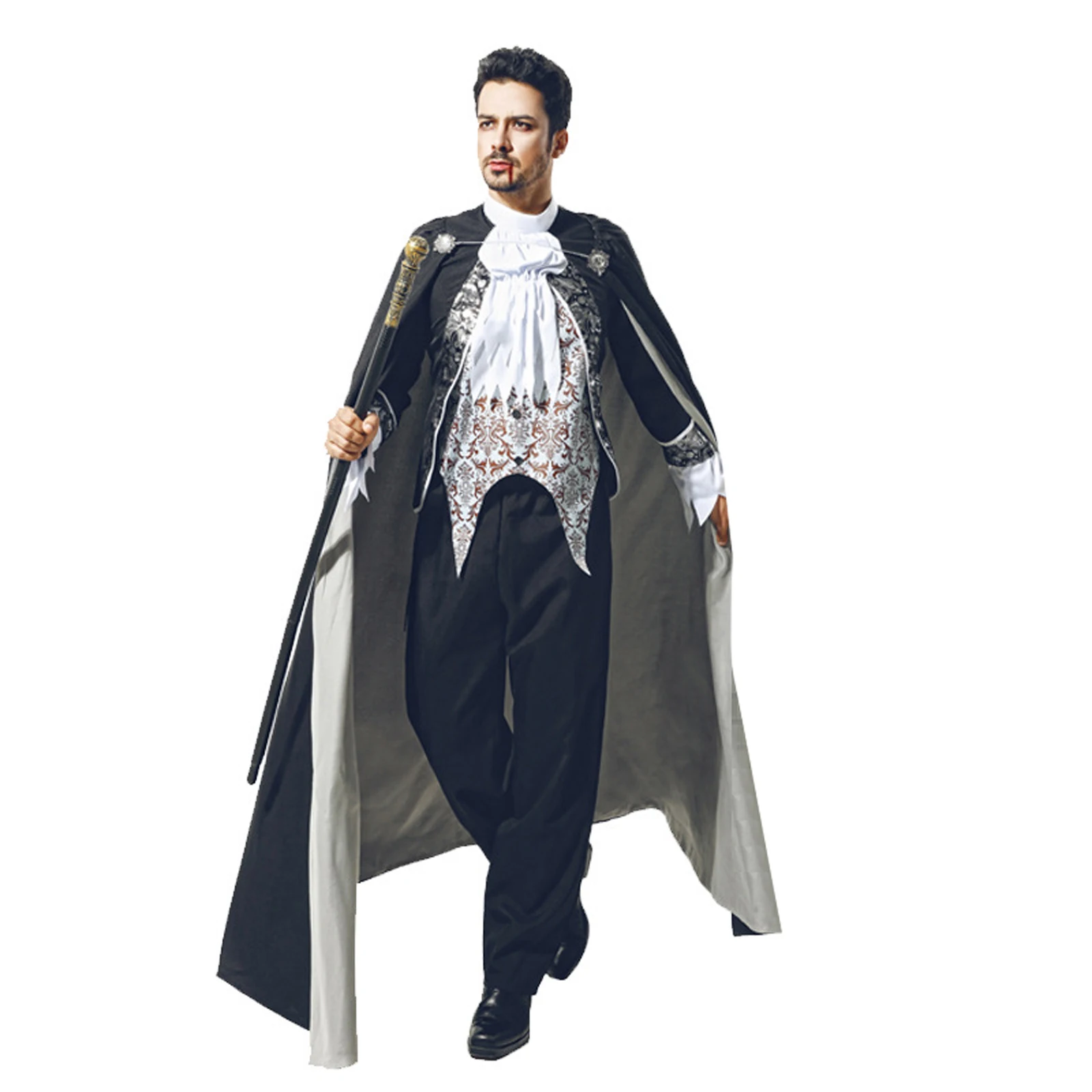 Disfraces de vampiro para hombres, Tops de manga larga, pantalones y capa  para Cosplay, mascarada, fiesta de rol, Disfraces de Halloween de Cosplay -  AliExpress, image size:1600x1600