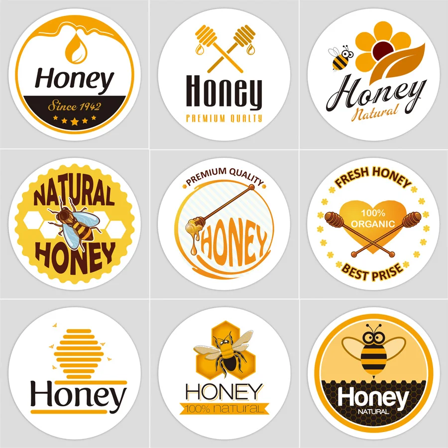 100 Pcs Set Sticker Labels for Honey Jars