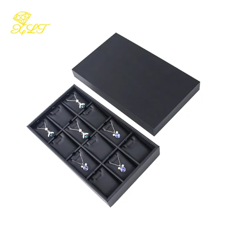 Black PU Leather Jewelry Tray With Lid Ring Jewelry Tray Earring Pendant Necklace Tray Display Jewelry Tray For Sets Organizer