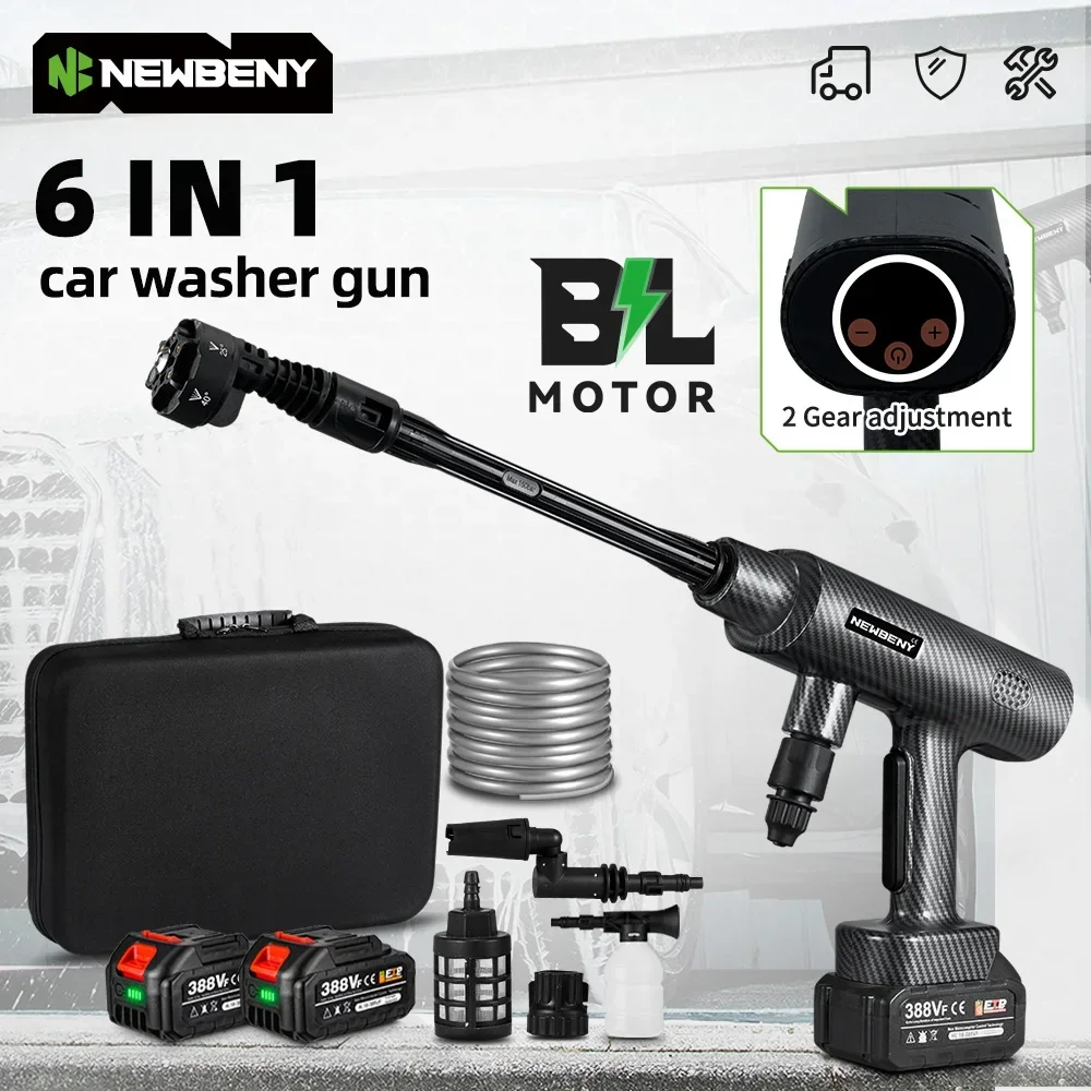 High Pressure Washer Gun 200Bar 6 IN 1 Brushless 2 Gears For Makita Battery Pin Garden Cleaning Irrigation Tool