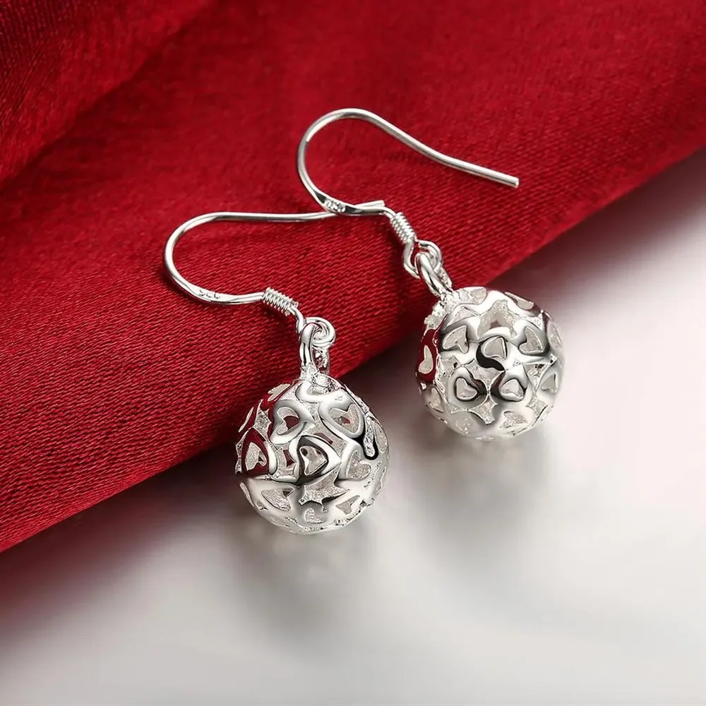 

925 Sterling Silver Earrings Temperament Women Ball Earrings Christmas Gifts Street All-match Jewelry