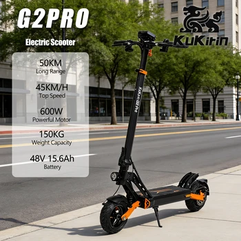 KuKirin G2PRO Scooter elettrico pieghevole per adulti, E-Scooter, monopattino elettrico da 45 km/h, skateboard da 600 W, monopattino 48 V 15,6 Ah