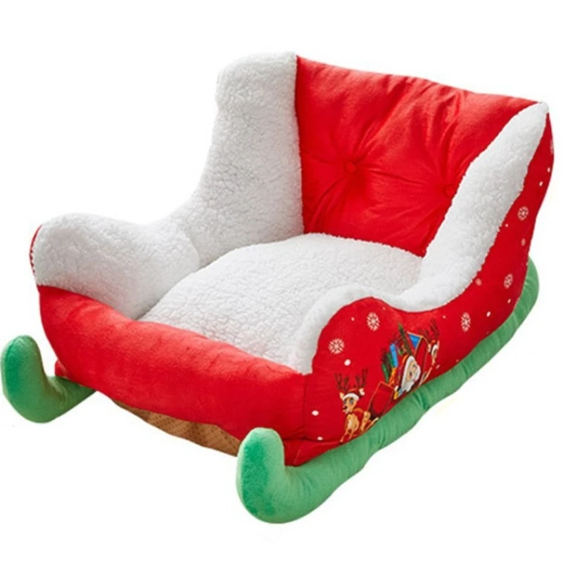 Plush holiday themed Christmas dog bed for cats