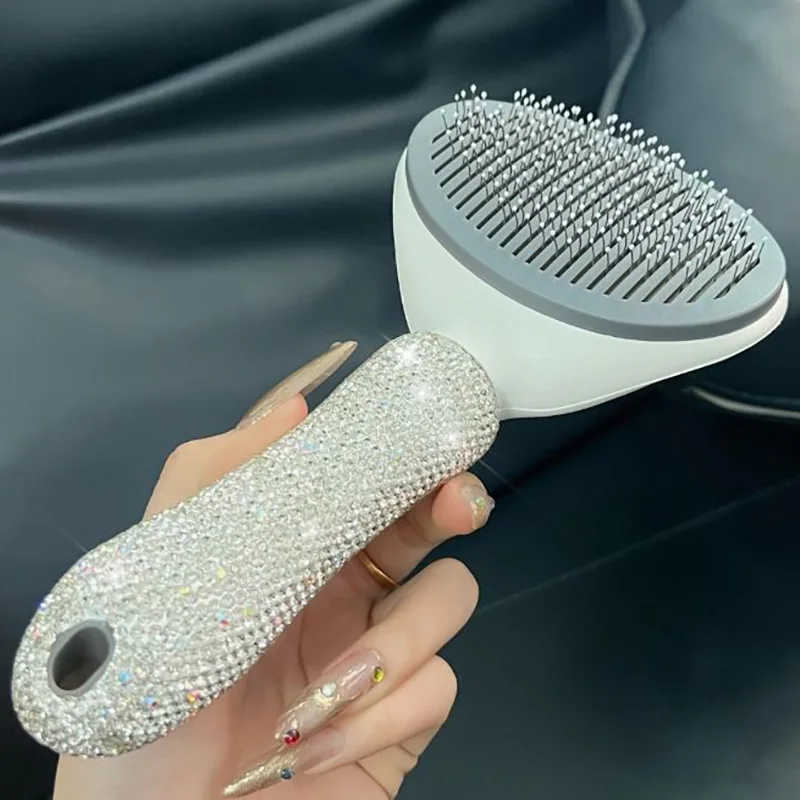 Sparkling Diamond Pet Hair Removal Comb Cat Brush Dog Hair Removal Comb Pet Grooming Tool Cat Self-cleaning Accessories
