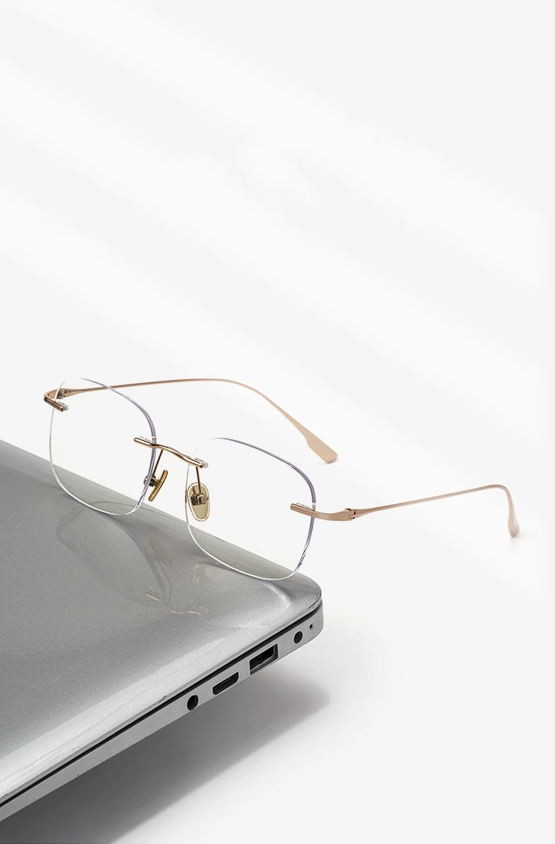 Firada Mode bequeme Brillen Frauen neue Vintage Titan randlose Brillen optische Brille Rahmen für Männer 1136 – Detail 4