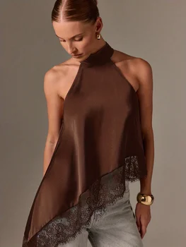 Autumn Fashion Women's Asymmetrical High-Neck Backless Halter Neck Top 1