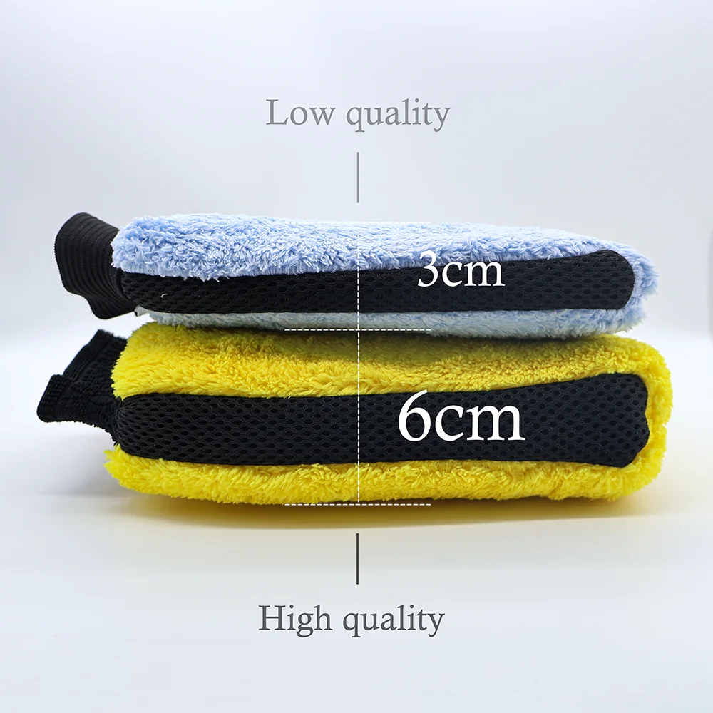 AUTOBRIGHT Large Double Sided Microfiber Car Wash Glove car cleaning gloves microfiber car mitt microfiber cleaning gloves microfiber washing gloves microfiber gloves Non Scratch Waterproof High Absorbency Cleaning Glove Auto Car