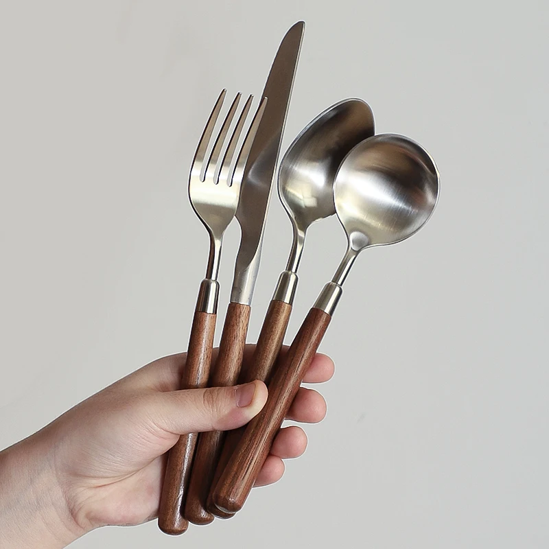Vintage 304 Stainless Steel Tableware For The Kitchen Cutlery Dinner Steak Dessert Spoon Fork Knife Kit Set Dinnerware Flatware