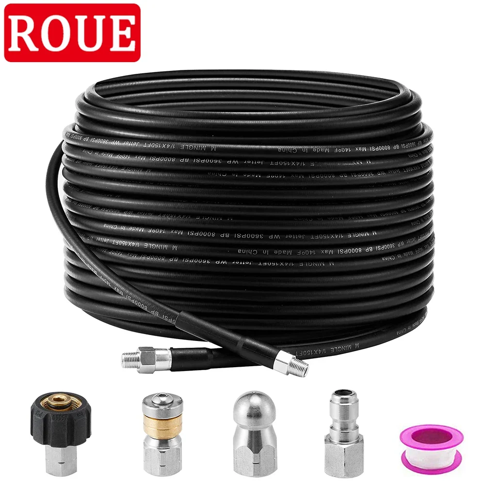 

15M High Pressure Washer Hose Blockage Clogging Jet Washing Nozzle Sewage Drain Pipe Water Cleaning Hose Cord Sewer Jetter Kit