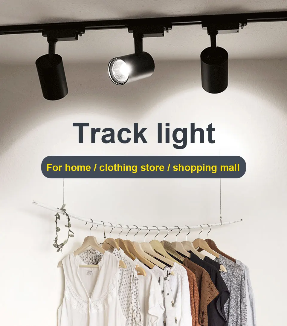 Led Track Light AC220V COB Spotlight Rail Lighting 12W 20W 30W 40W Set Led Track Rail Spotlight Clothing Store Shop Home