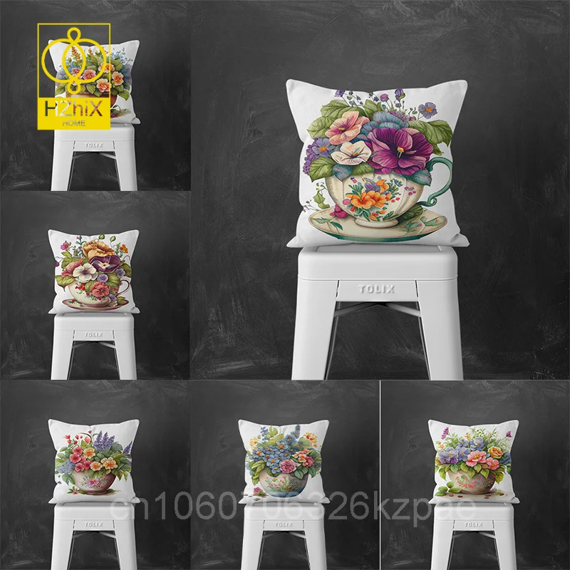 

Easter Flower Planter Style Printed Home Pillows Decoration Pillowcase Cushion Cover Decorative Pillow Sofa Throw Pillow Case
