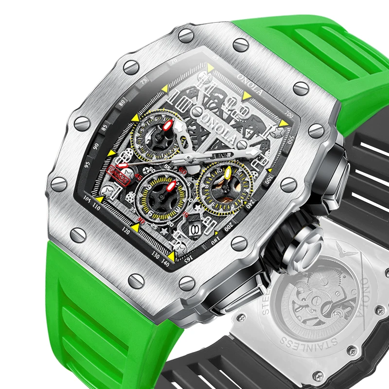Fashion Men's Watch ONOLA Unique Design Multi-functional Automatic Mechanical Watches Men's Tape Waterproof Wristwatch mechanical watch