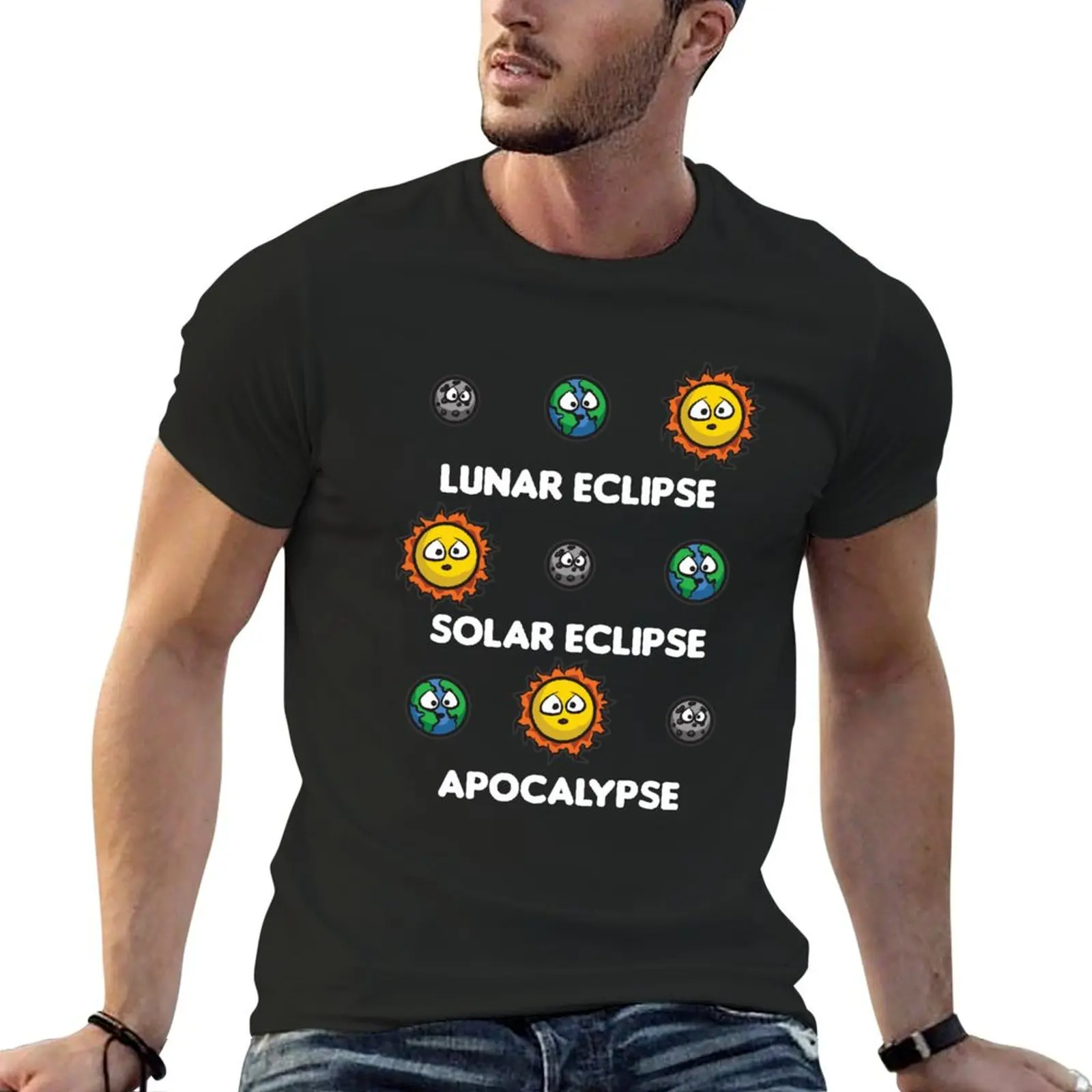 

LUNAR Eclipse SOLAR Eclipse APOCALYPSE Funny Humor T-Shirt customizeds Aesthetic clothing mens plain t shirts