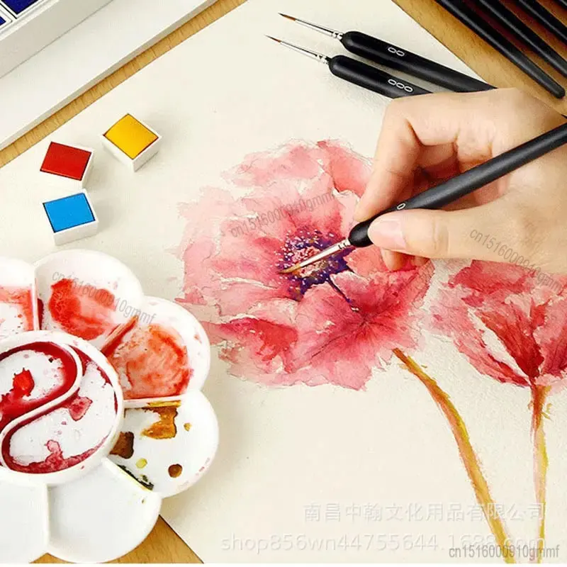 NOWON Set Di 3 Pennelli Per Pittura In Miniatura – Pelo Di Lupo, Dimensioni 0, 00, 000 – Per Dettagli, Acquerello, Nail Art