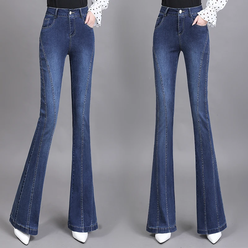 Dark Blue Y2k Jeans Pants for Women High Waist Retro Autumn And Winter Yk2 Gothic Clothes Harajuku Fashion Cowboy Woman Women's