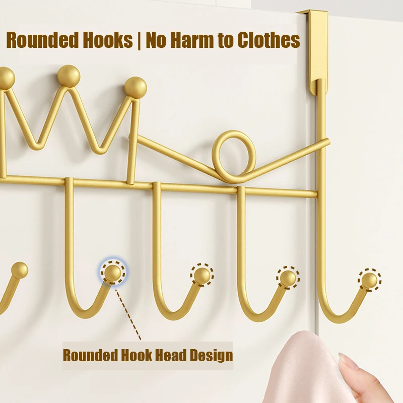 Gold Hooks Over The Door Home Bathroom Kitchen Organizer Rack with 7 Hooks Entryway Storage Rack for Hanging Coat Scarf Hat Bag storage hook,door hook