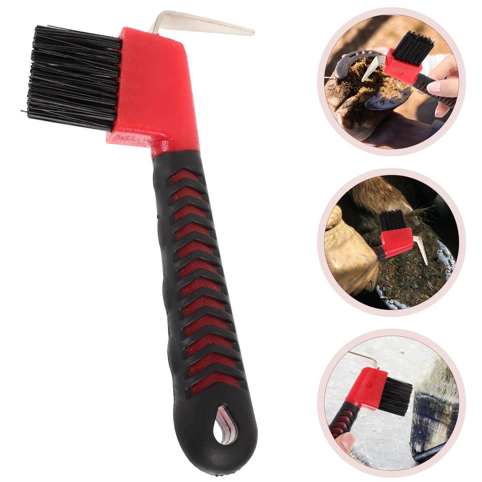 

Anti-Slip Grip Hoof Pick Rubber With Brush Nylon Horse Brush Hoof Care Grooming Horse Brushshoe Brush Professional Cleaning