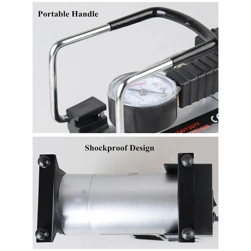Portable 12V Metal Car Air Compressor Tire Pump Inflator
