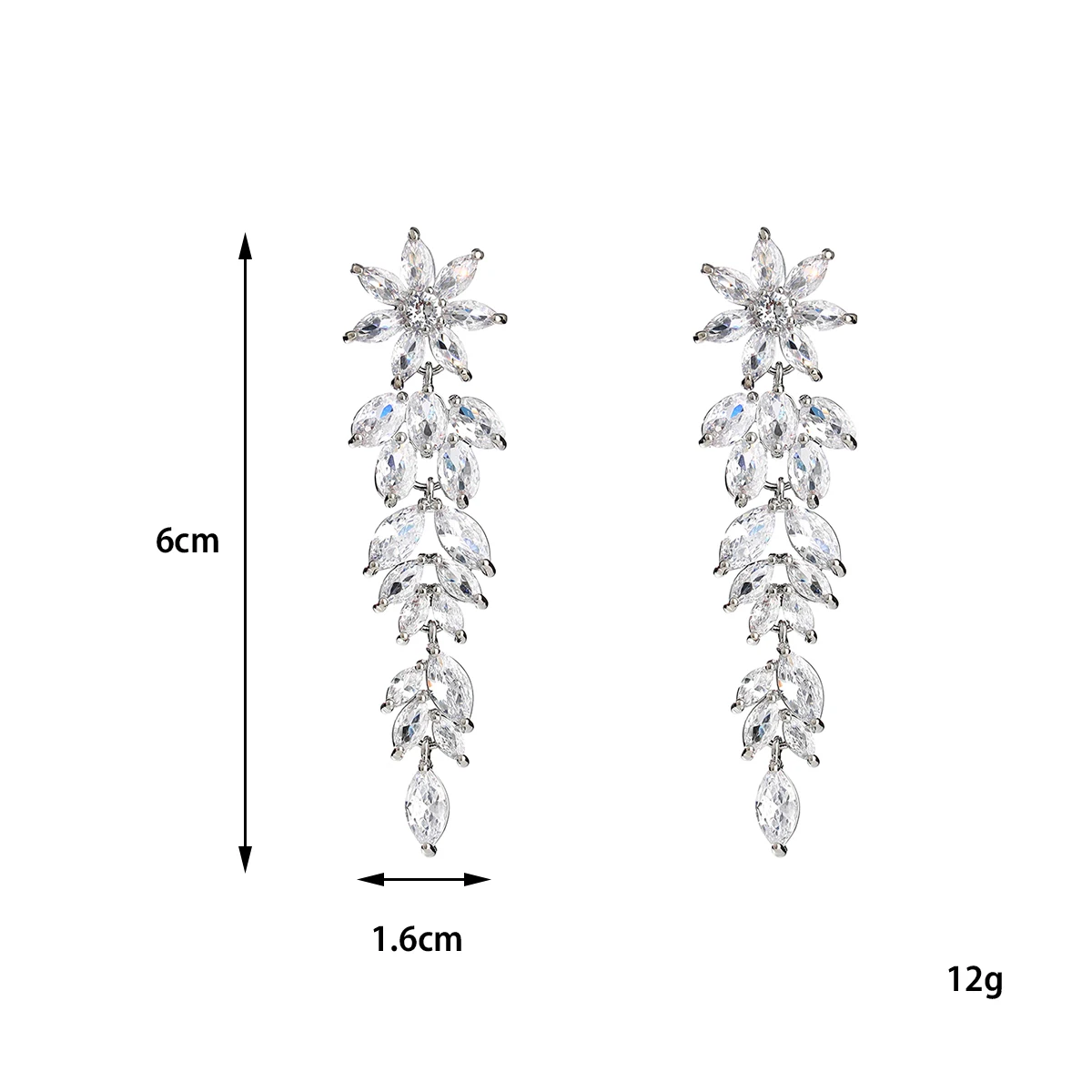 Bridal marquise wedding earrings, wedding bridesmaid earrings, women's cubic zirconia rhinestone pendant earrings
