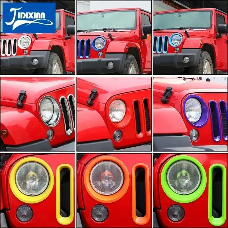 for Jeep Wrangler JK 2007 2008 2009 2010 2011 2012 2013 2014 2015 Car Grills Headlight Light Lamp Decoration Cover