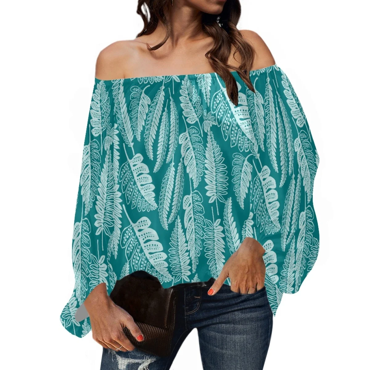 off shoulder chiffon blouse
