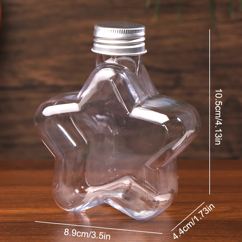 200ML Cute Star Plastic Bottle Clear Milk Tea Coffee Bottle Transparent Drinking Water Cup Juicing Beverage Bottles