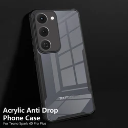 Clear Acrylic Shockproof Case with Lens Protection - Enhanced Armor Coque for Spark 40 Pro Plus (Black)