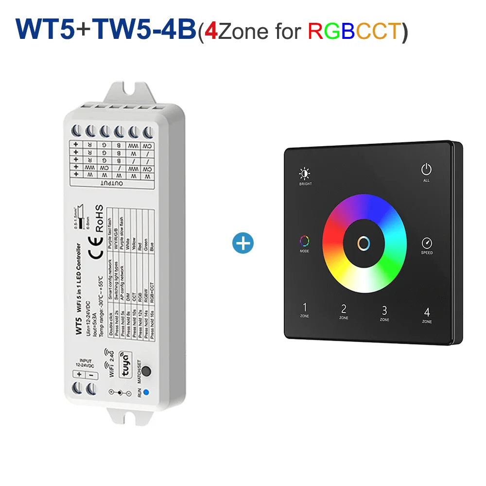 Enhanced Smart LED Controller with Touch Panel Remote - 5-in-1 WiFi & RF Technology