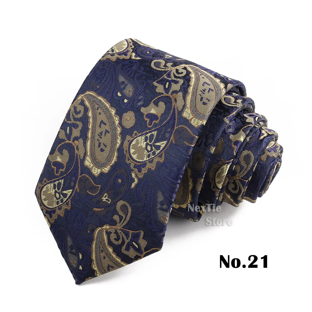 Klassische Herren- und Damen-Krawatte, bunt, 7 cm, Polyester, Paisley-Hochzeitskrawatte, formelle Business-Party-Krawatte, Accessoires, Geschenk – Detail 21