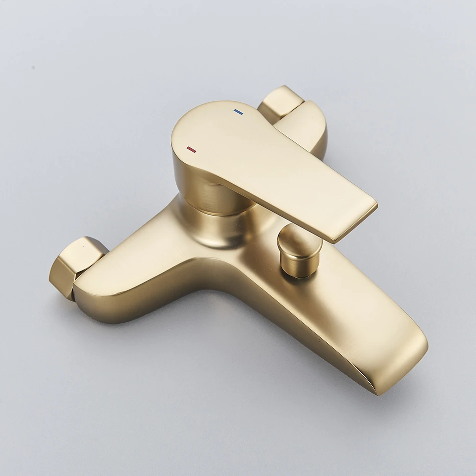 onyzpily Brushed Gold Bath Shower Faucet Bathroom Hot Cold Water Mixer Tap Black/Chrome Bathtub Wall Mounted Control Valve Taps 2