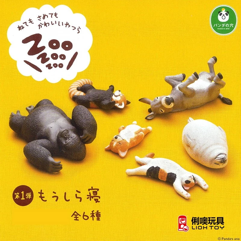 Serie Zoo Dormiente Gashapon Toys Pig Cat Camel Orangutan Civet Cat Seal Ippopotamo Dog Penguin Orso Polare Modello Ornamento Giocattoli