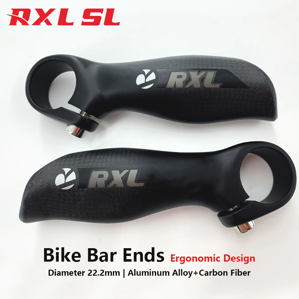 RXL SL MTB Bike Bar Ends, 1 Pair Ergonomics Design Aluminum Alloy Carbon Fiber Small Auxiliary Handlebar Horn Rest Bars 22.2mm