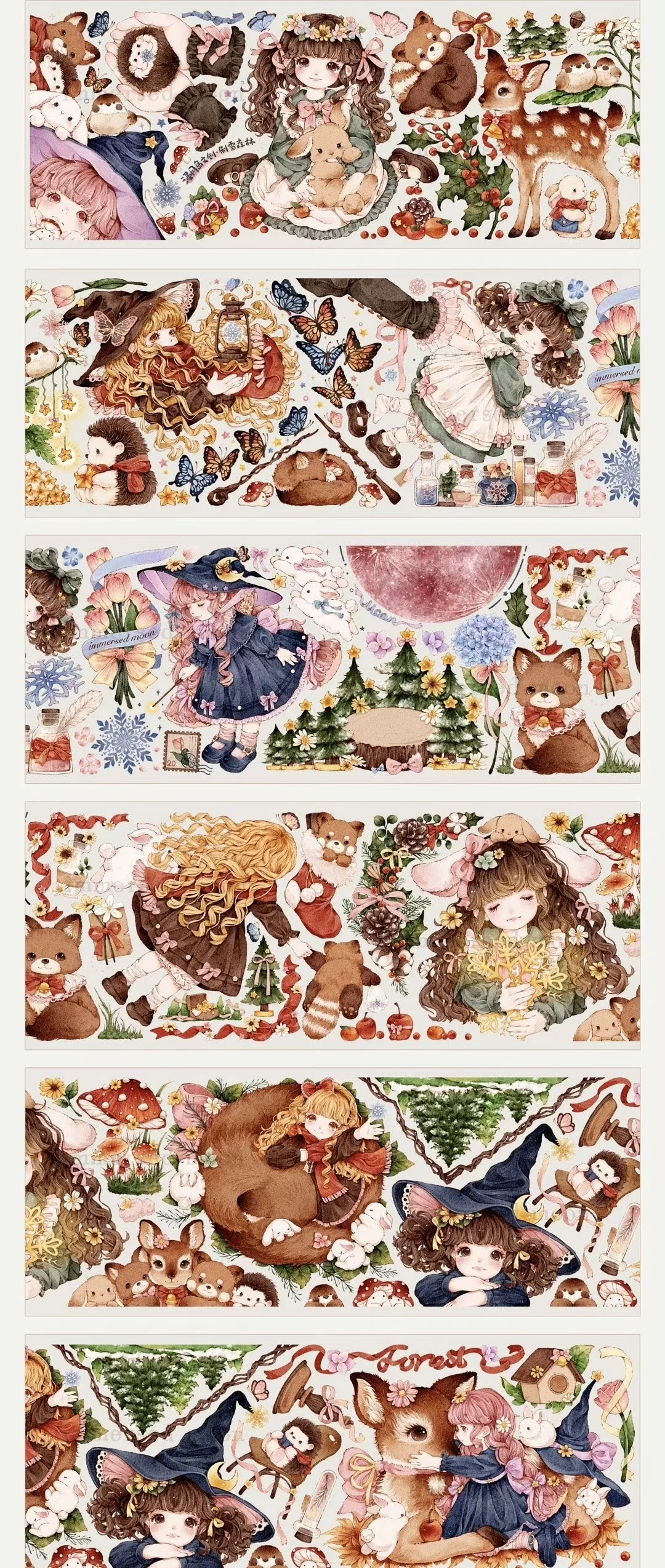 

1 петля снег лес милая девочка и животное оболочка Радужный Pet Washi лента