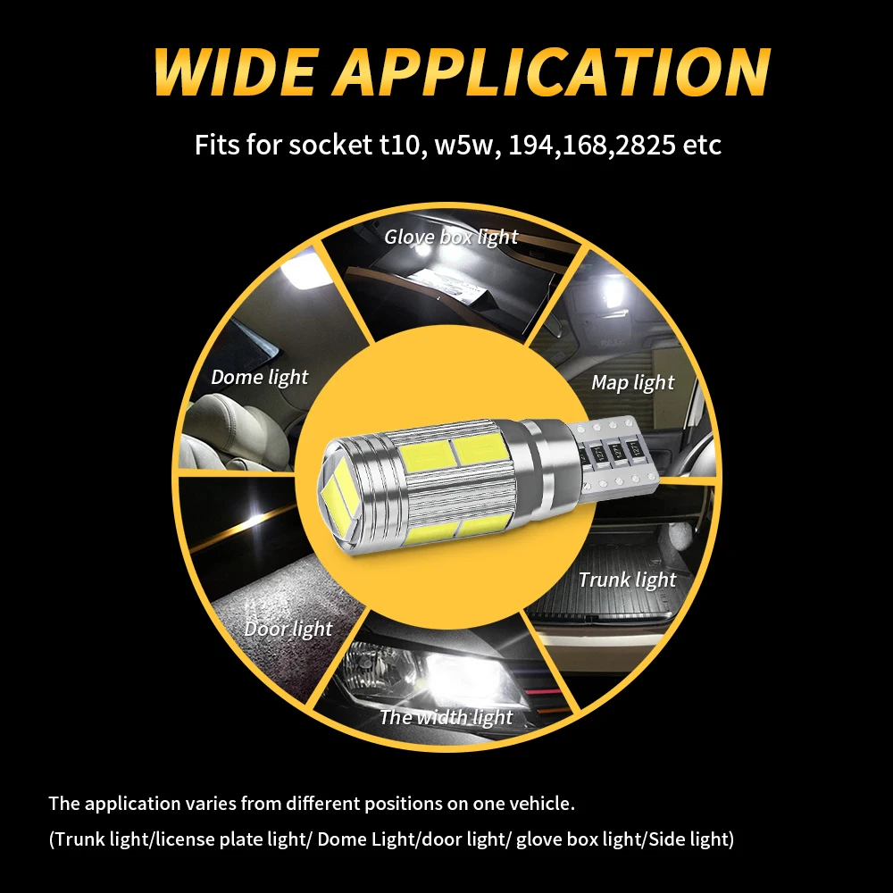 ڵ  ġ  LED  5630,    ,  ڵ , 2/10X W5W, T10, 10SMD, 12V, 6500K