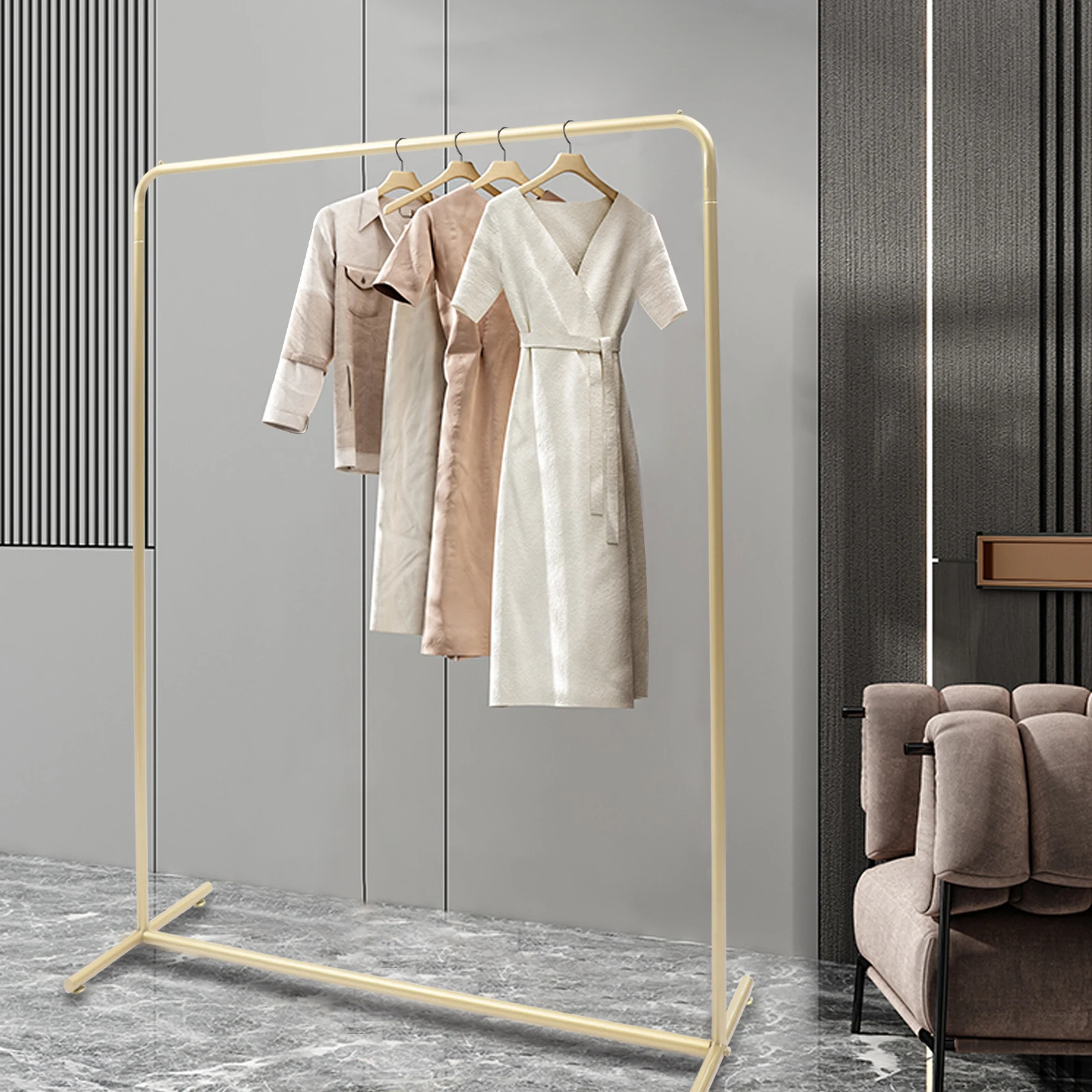 Gold Clothes Rack Metal Freestanding Garment Rack Clothes Display Stand For Living Room Clothing Store