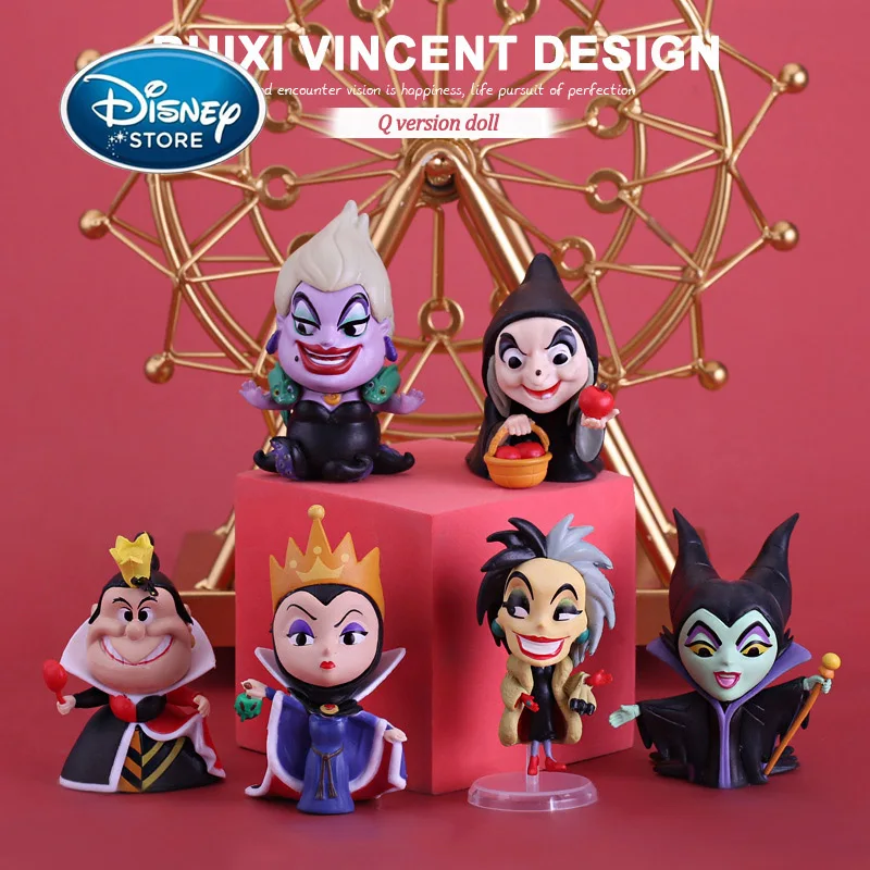

Disney 6 Piece Set Villains Series Action Figure Maleficent Evil Queen Queen Of Hearts Wedding Cake Decoration Doll Collection