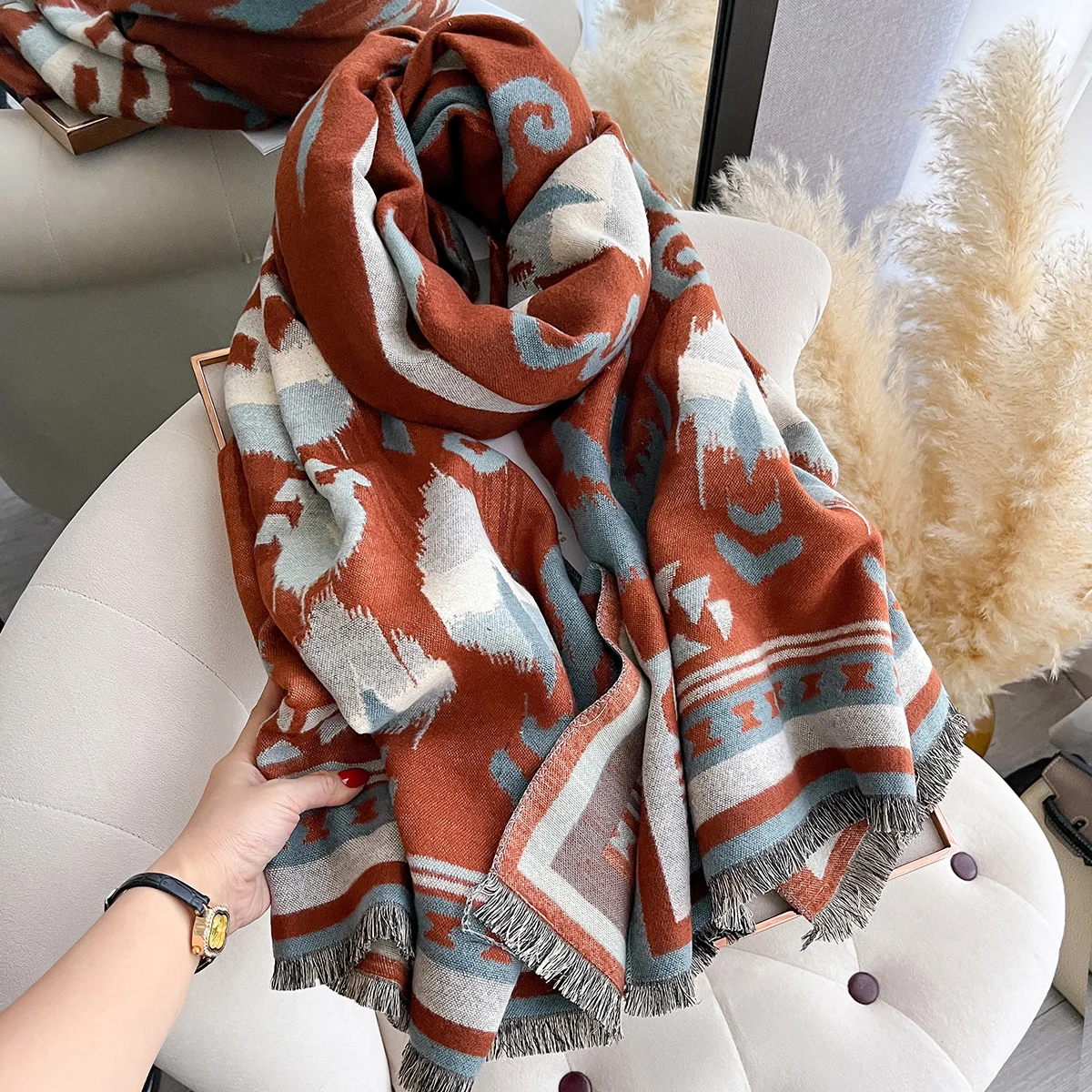 2025 New Women Brand National Style Scarf Luxury Autumn Winter Warm Shawls Print Scarve Pashmina Mujer Femme Foulard Bufanda