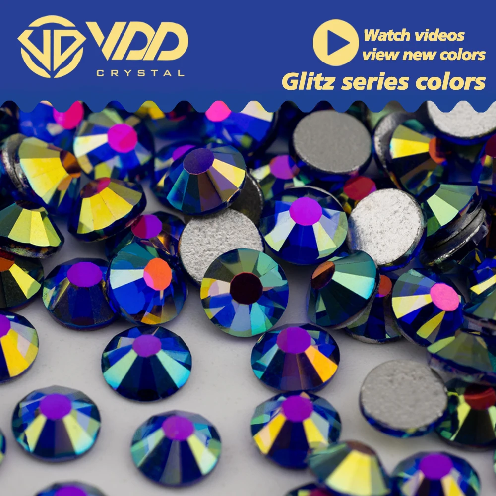 VDD 436 Glitz-Saphir SS4-SS30 Hochwertige Glas-Strasssteine Kristall Flatback Strass Diamant für DIY Nail Art Zubehör