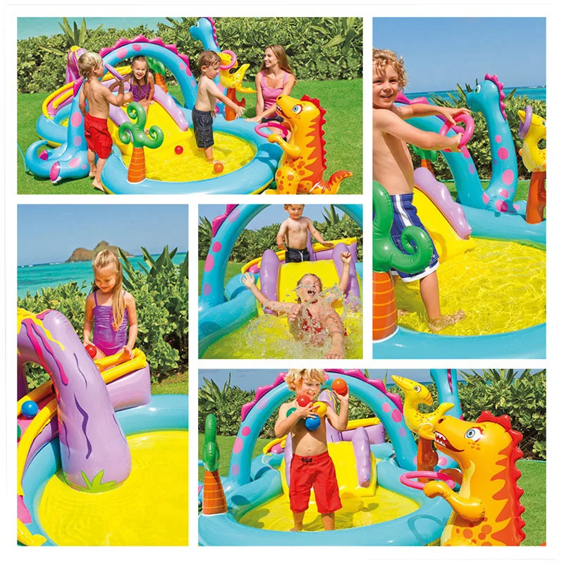 Big Children's Inflatable swimming pool Floats Slide Dinosaur Castle for kids pools summer toys water play games baby piscina