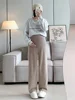 Spring Autumn Fashion Maternity Straight Pants Wide Leg Loose Across High Waist Trousers Clothes for Pregnant Women Pregnancy 5