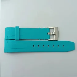 Premium Multi-Color Rubber Strap with Silver Clasp - 22mm Wide for Rose Watch buckle (NO.2 Tiffany blue)