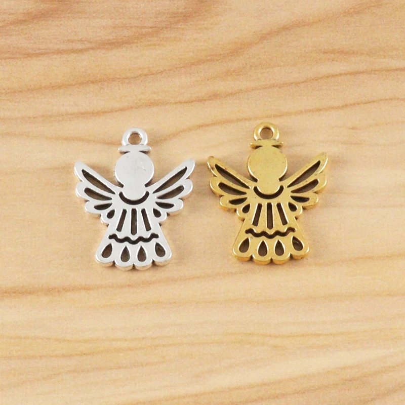 

30 Pieces Tibetan Silver/Gold Color Double Sided Guardian Angel Charms Pendants for Necklace Bracelet Jewellery Making Finding