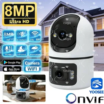 8MP WiFi IP Camera Dual Lens Baby Monitor with Adjustable Bracket Security Wireless Surveillance Cameras Onvif 10X Zoom Mini Cam 1