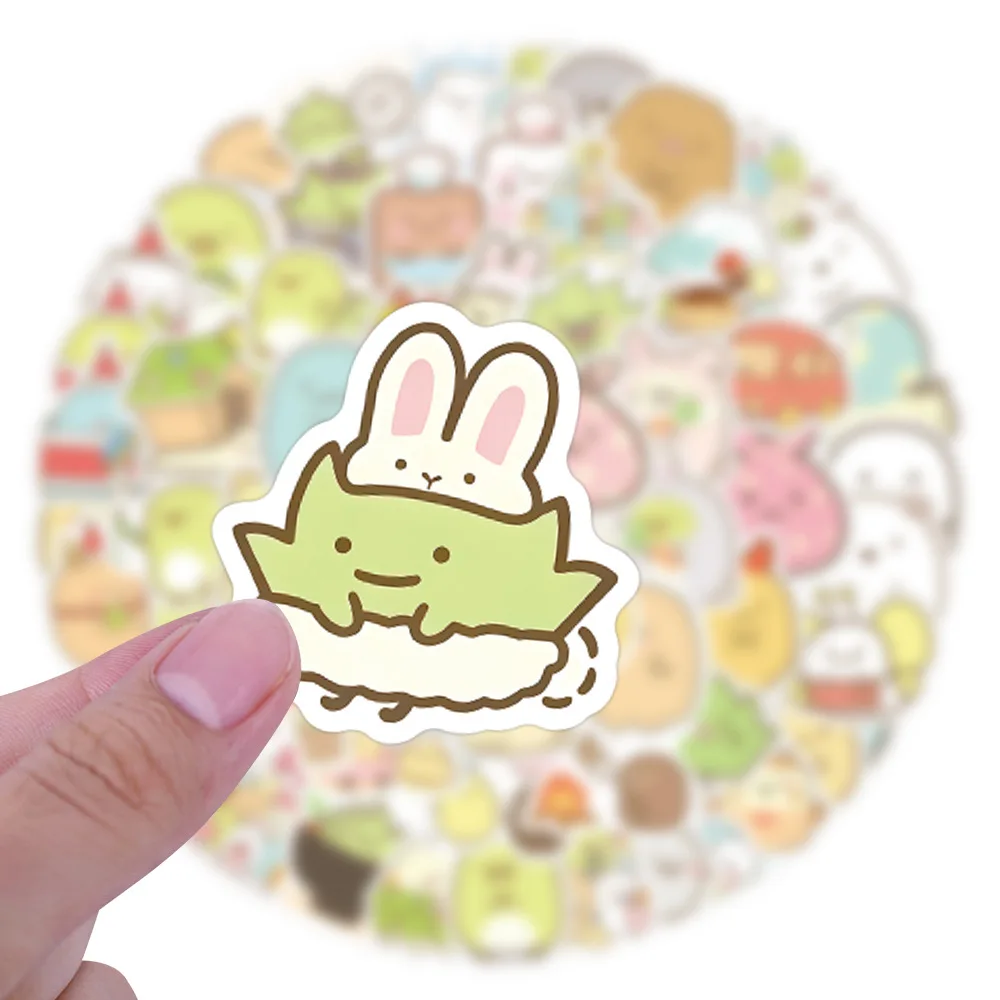 100PCS Sumikkogurashi 스티커 낙서 스티커 DIY 일기 전화 케이스 수제 스크랩북 미적 스티커
